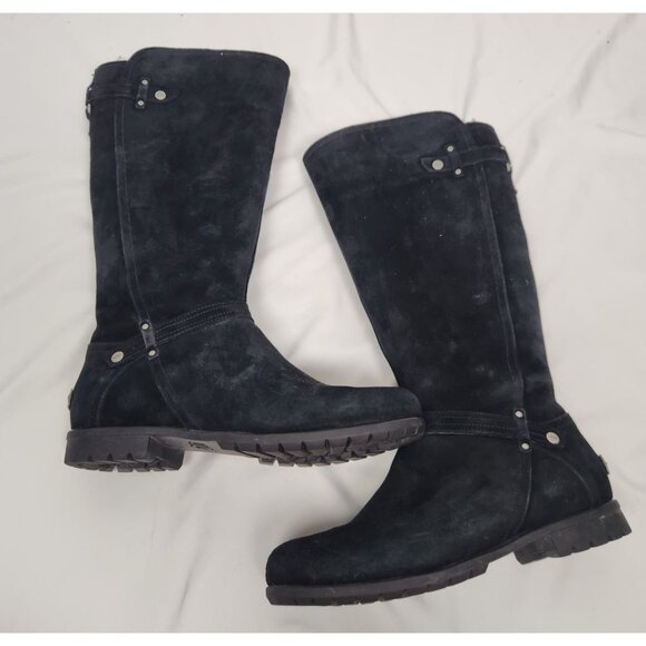 UGG Women's Sz. 9 Jillian Side Zip Black Suede Boots - Picture 6 of 8